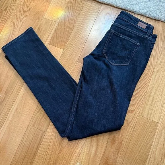 Paige Women's Skyline Straight Jeans Dark Wash Denim Size 28
