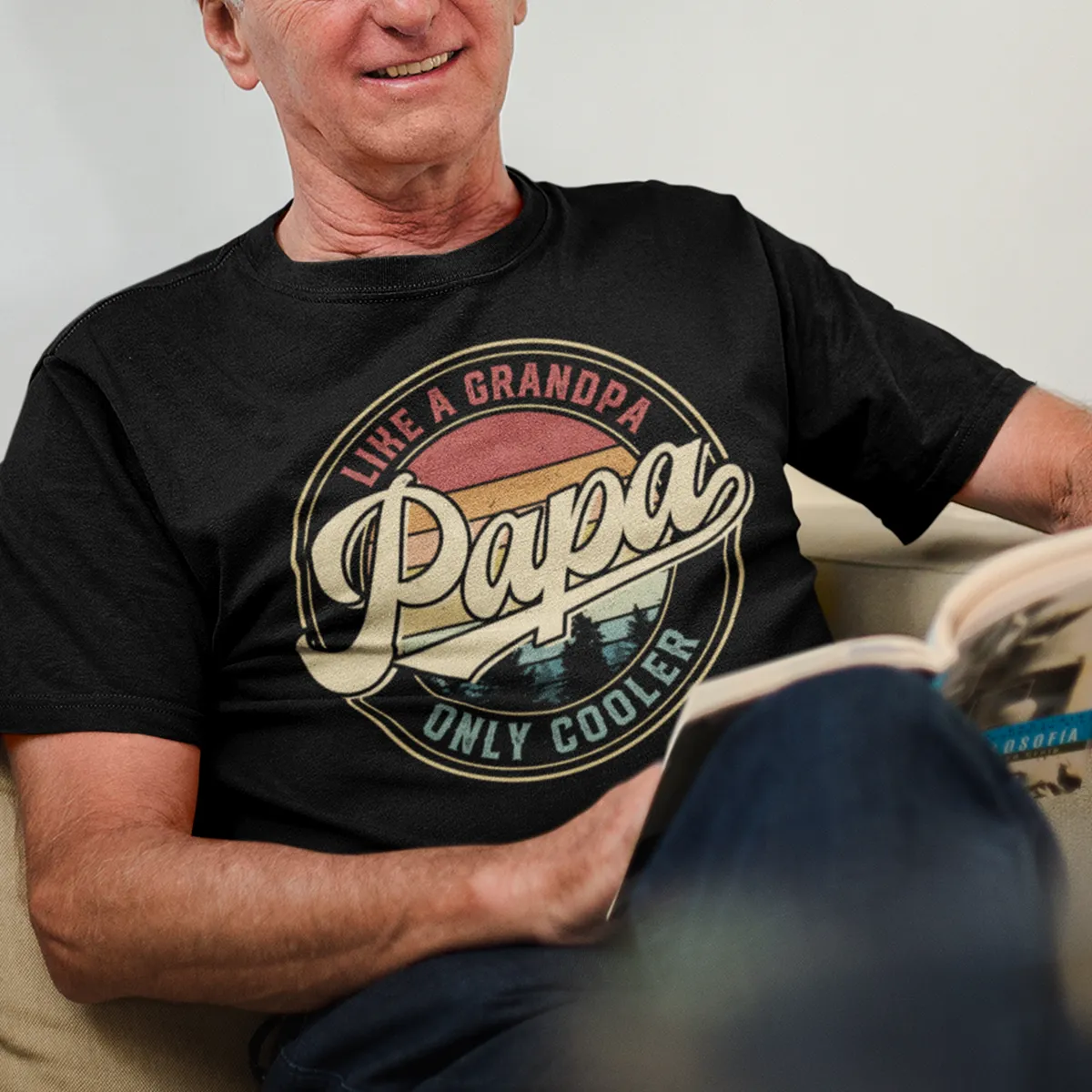 Papa Like A Grandpa Only Cooler Funny Fathers Day T-Shirt