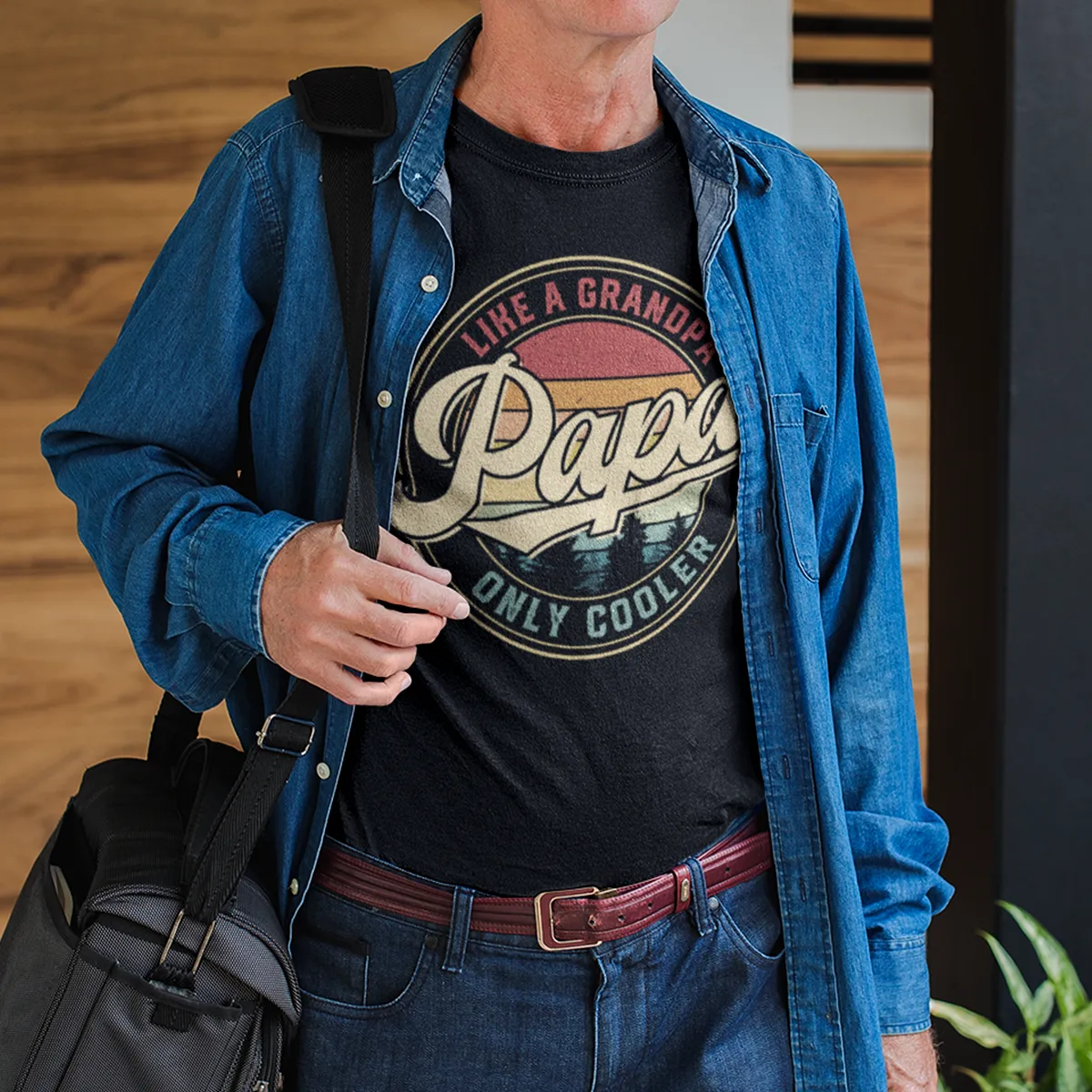 Papa Like A Grandpa Only Cooler Funny Fathers Day T-Shirt
