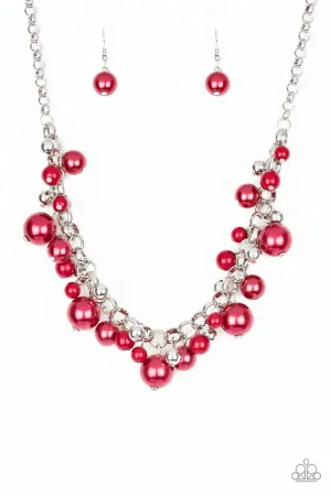 Paparazzi - The Upstater - Red Pearl Necklace