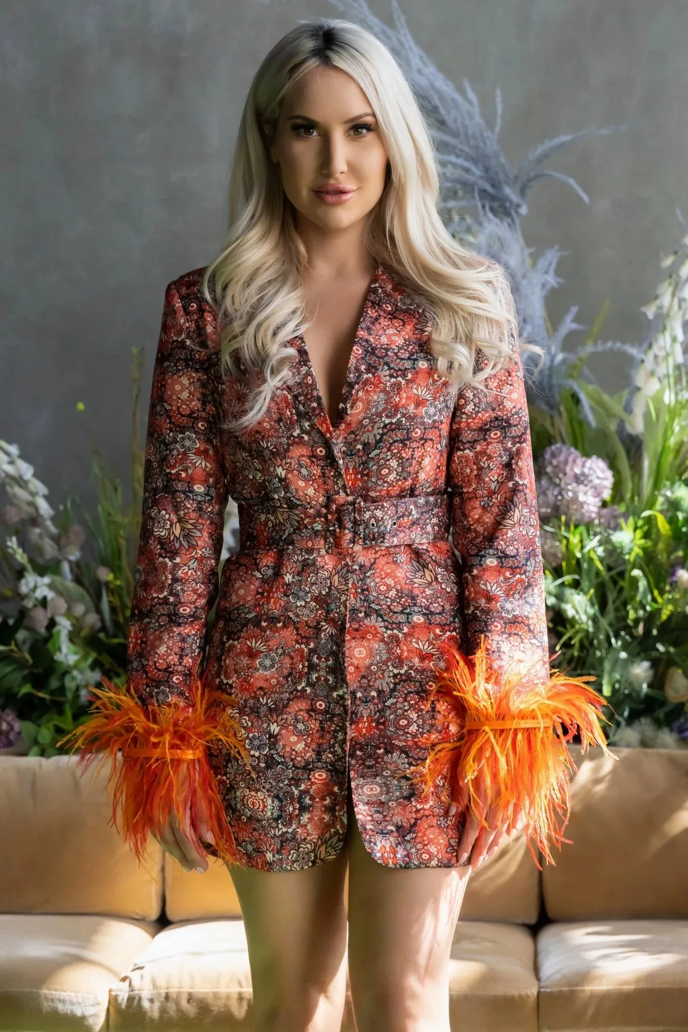 Paula Feather Printed Blazer Dress