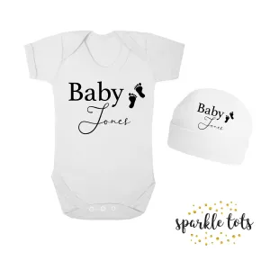 Personalised baby grow   hat
