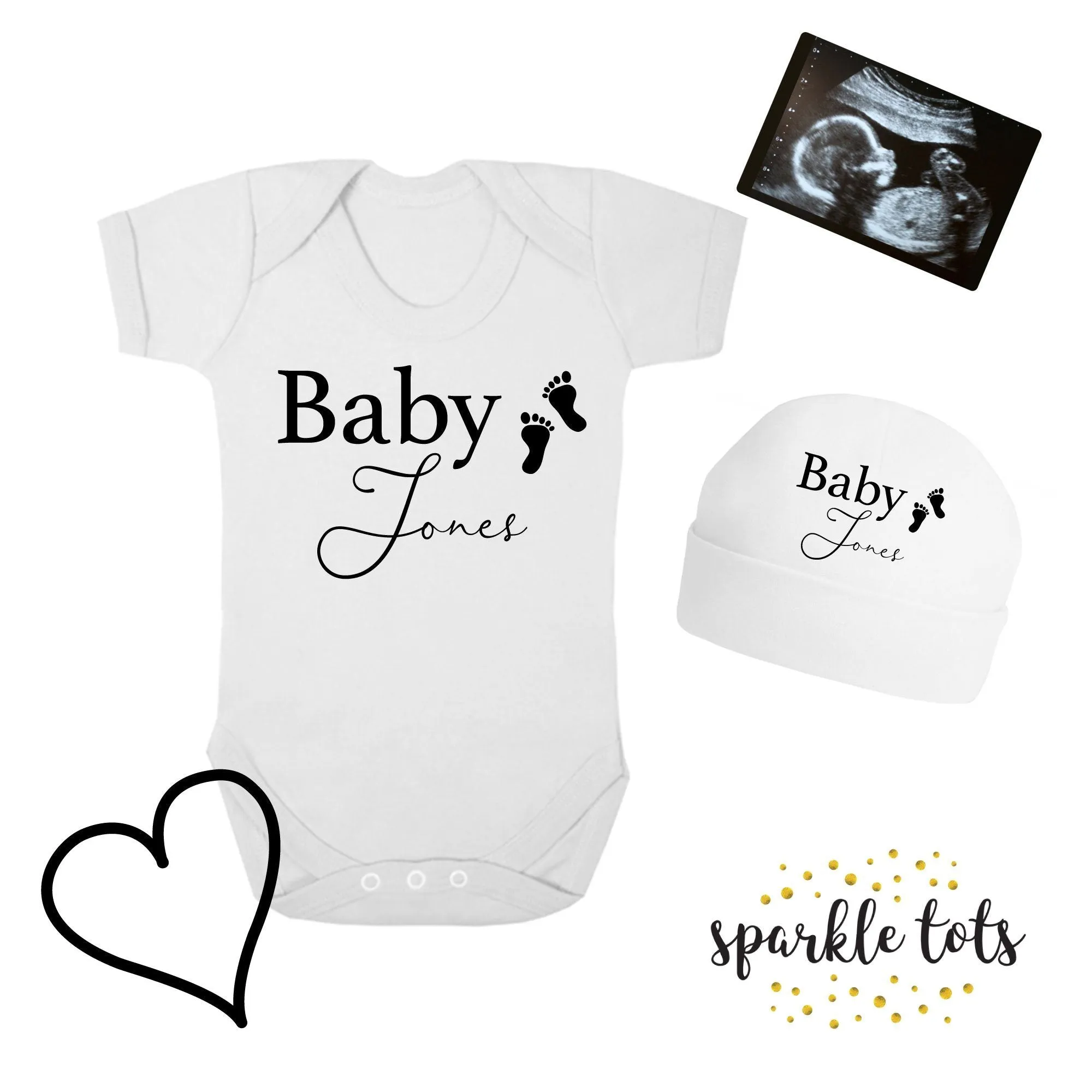 Personalised baby grow   hat