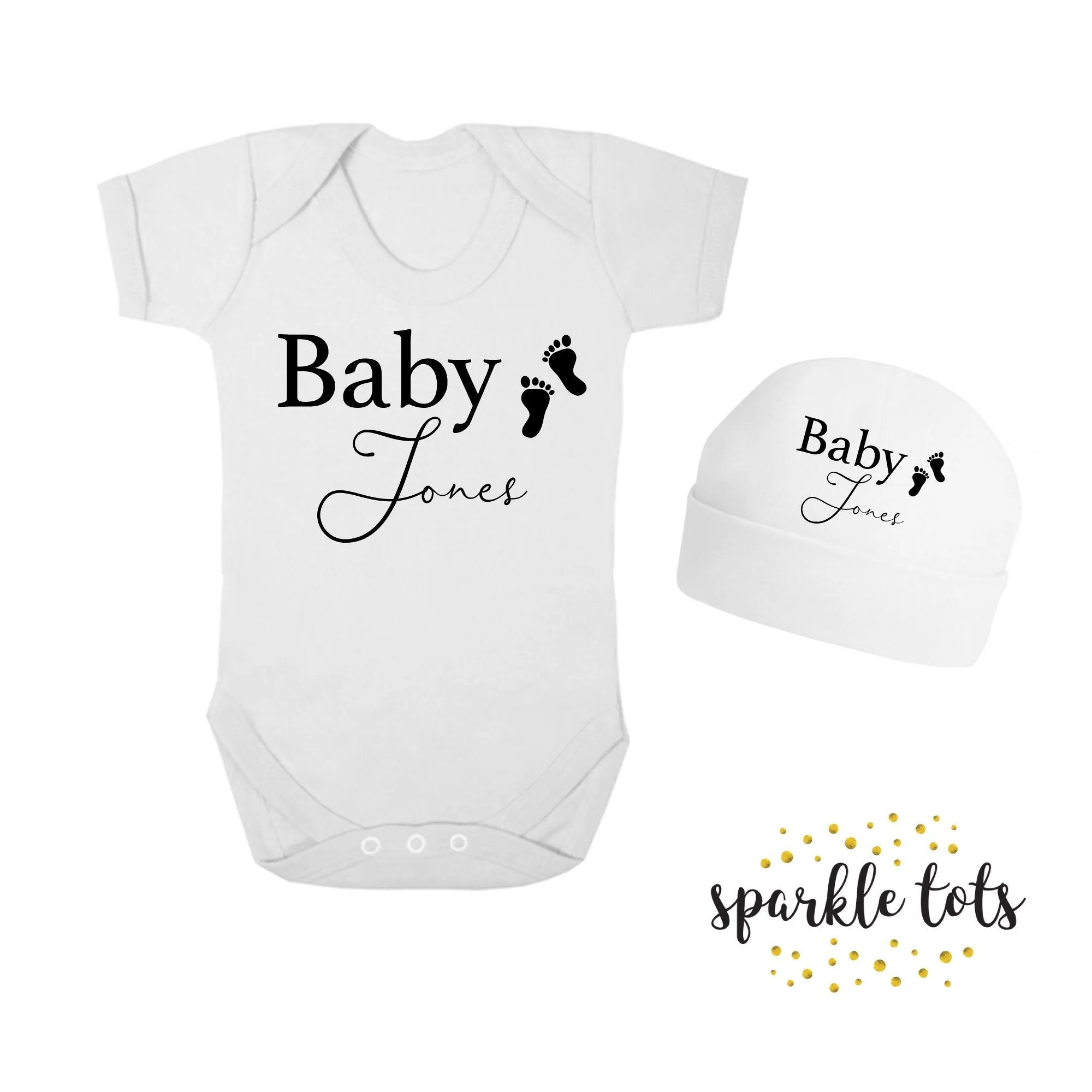 Personalised baby grow   hat