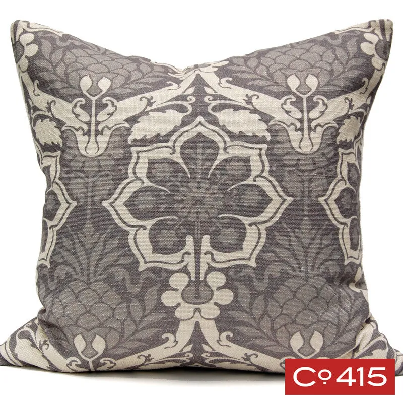 Pineapple Damask Pillow - Gray