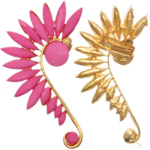Pink Gold Beaded Faceted Stud Cuff Earring