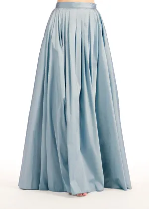 PLEATED SOFT TAFFETA BALLGOWN SKIRT LIGHT BLUE