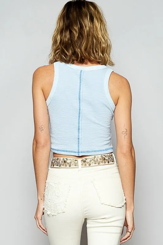 POL Studded Round Neck Cropped Tank