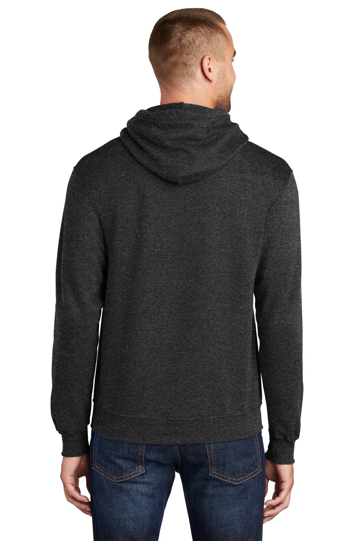 Port & Company Core Fleece Pullover Hooded Sweatshirt. PC78H Black Heather