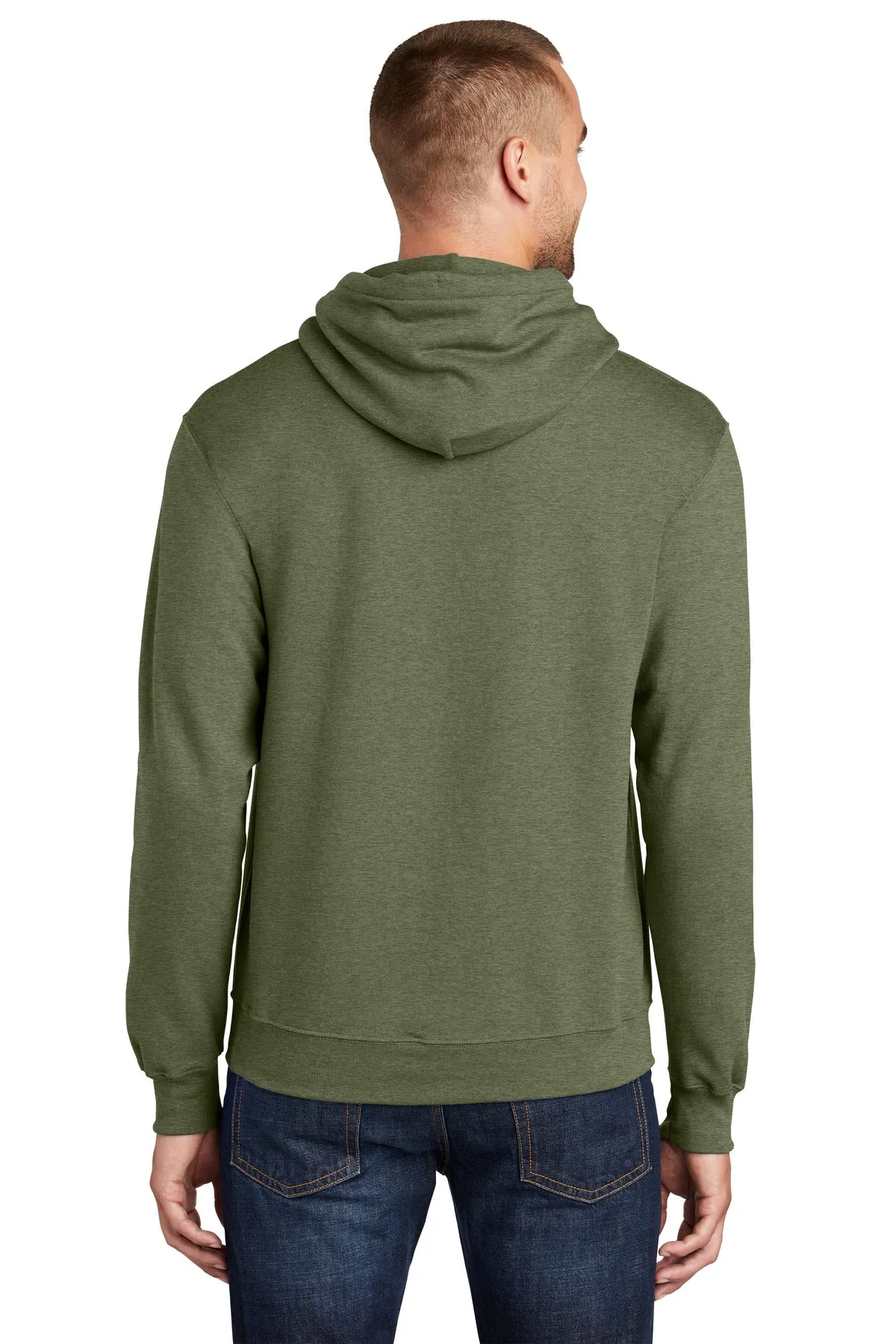 Port & Company Core Fleece Pullover Hooded Sweatshirt. PC78H Olive Drab Green Heather