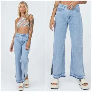 Princess Polly HOLMES LOW RISE FRAYED HEM DENIM JEANS NWT