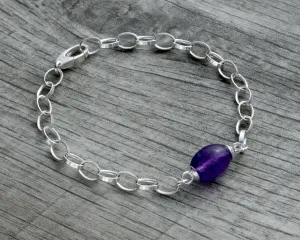 PURPLE AMETHYST GEMSTONE CHARM BRACELET