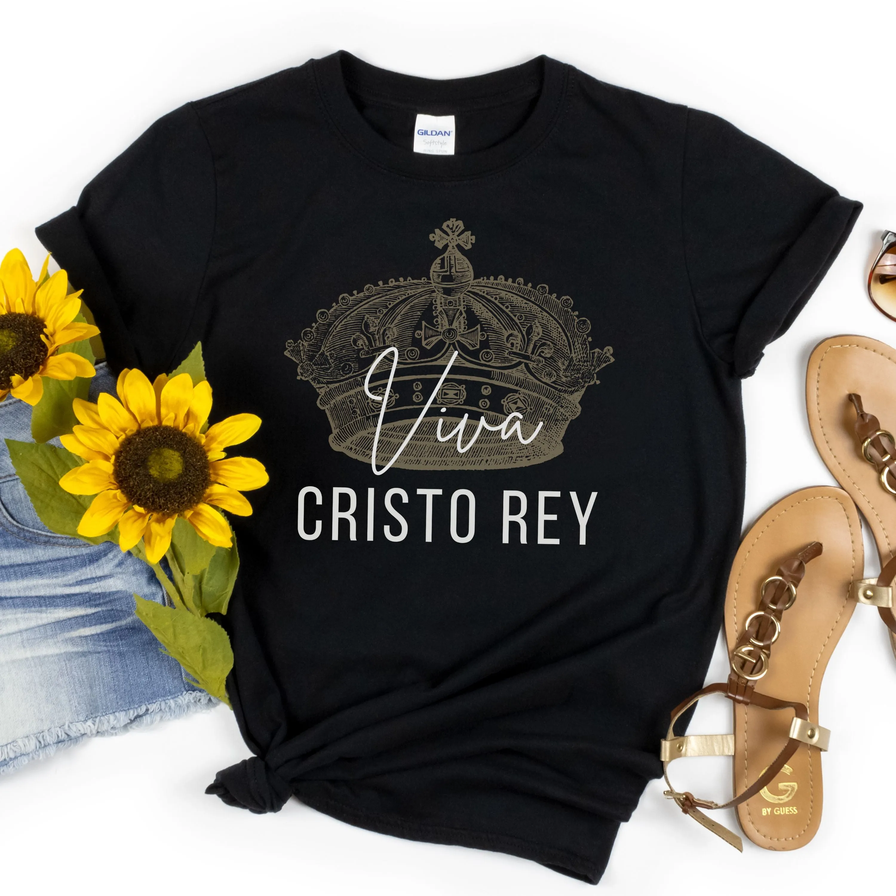 "Viva Cristo Rey" Black Crewneck T-Shirt