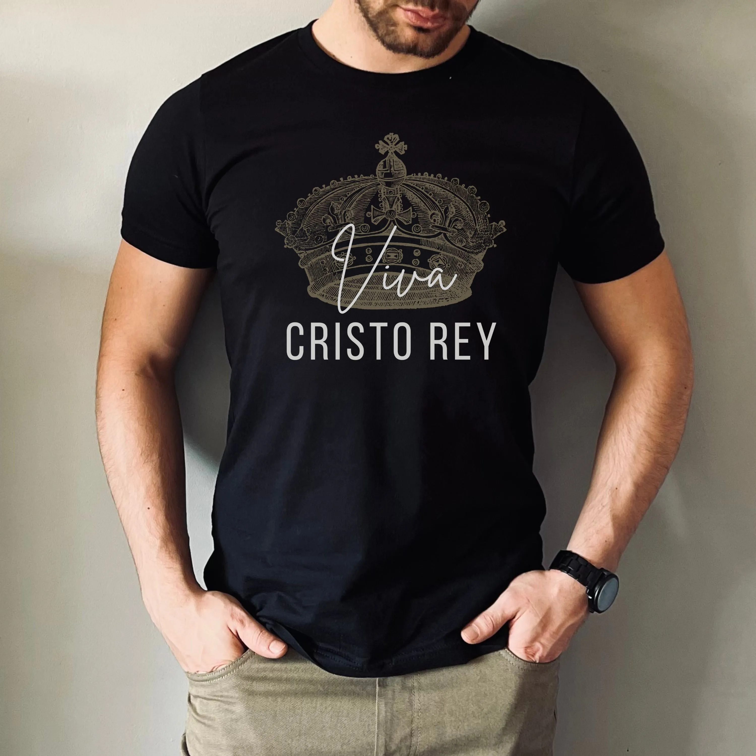 "Viva Cristo Rey" Black Crewneck T-Shirt