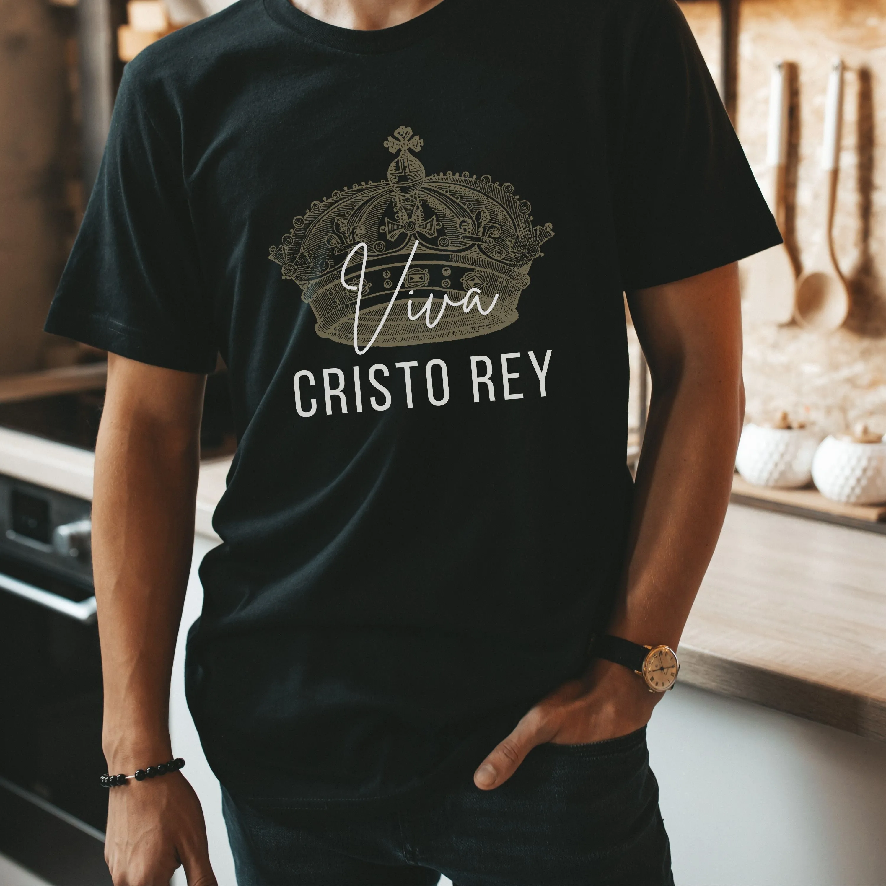 "Viva Cristo Rey" Black Crewneck T-Shirt