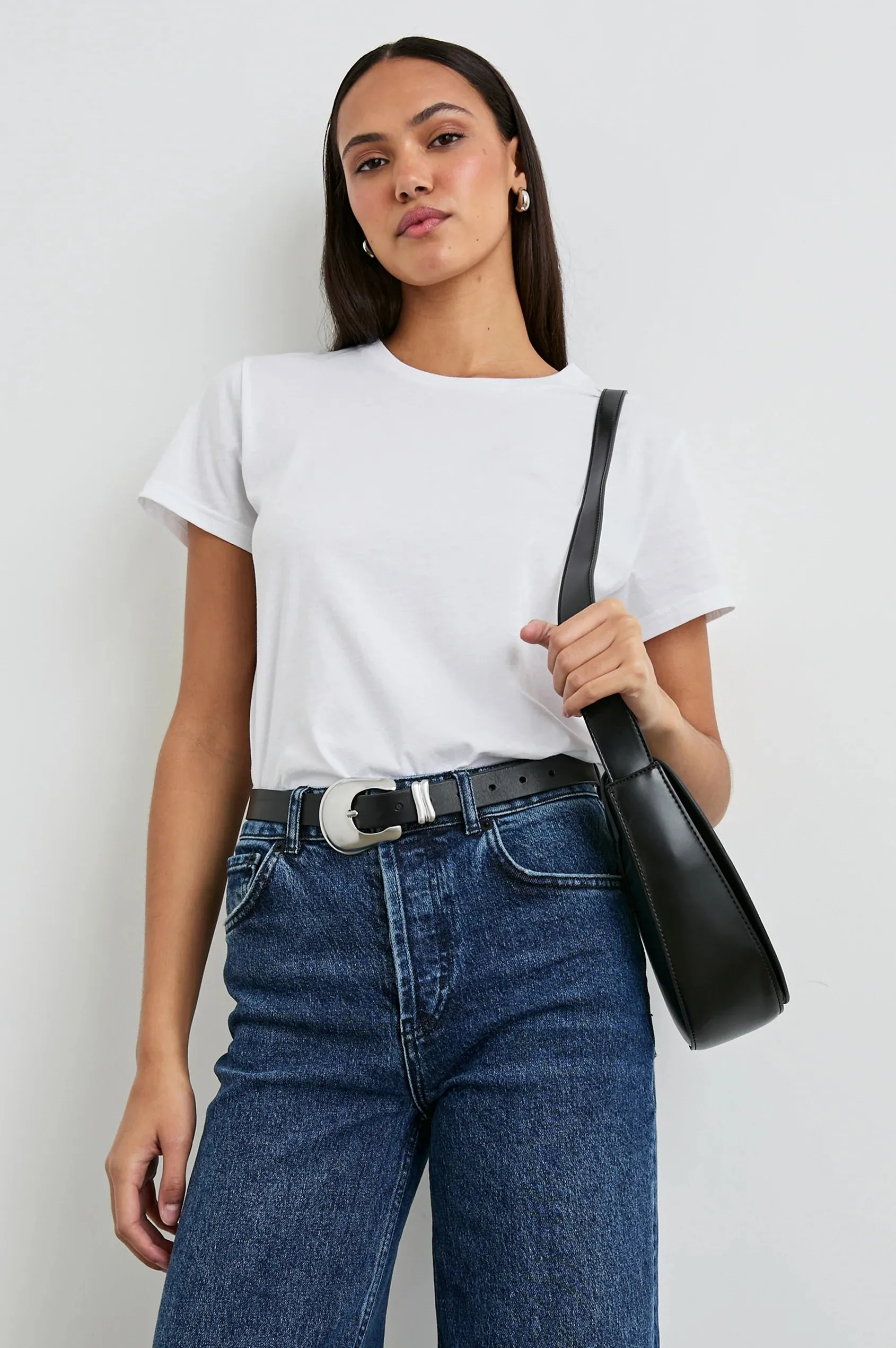 RAILS Classic Crew Neck T-Shirt White & Heather Grey