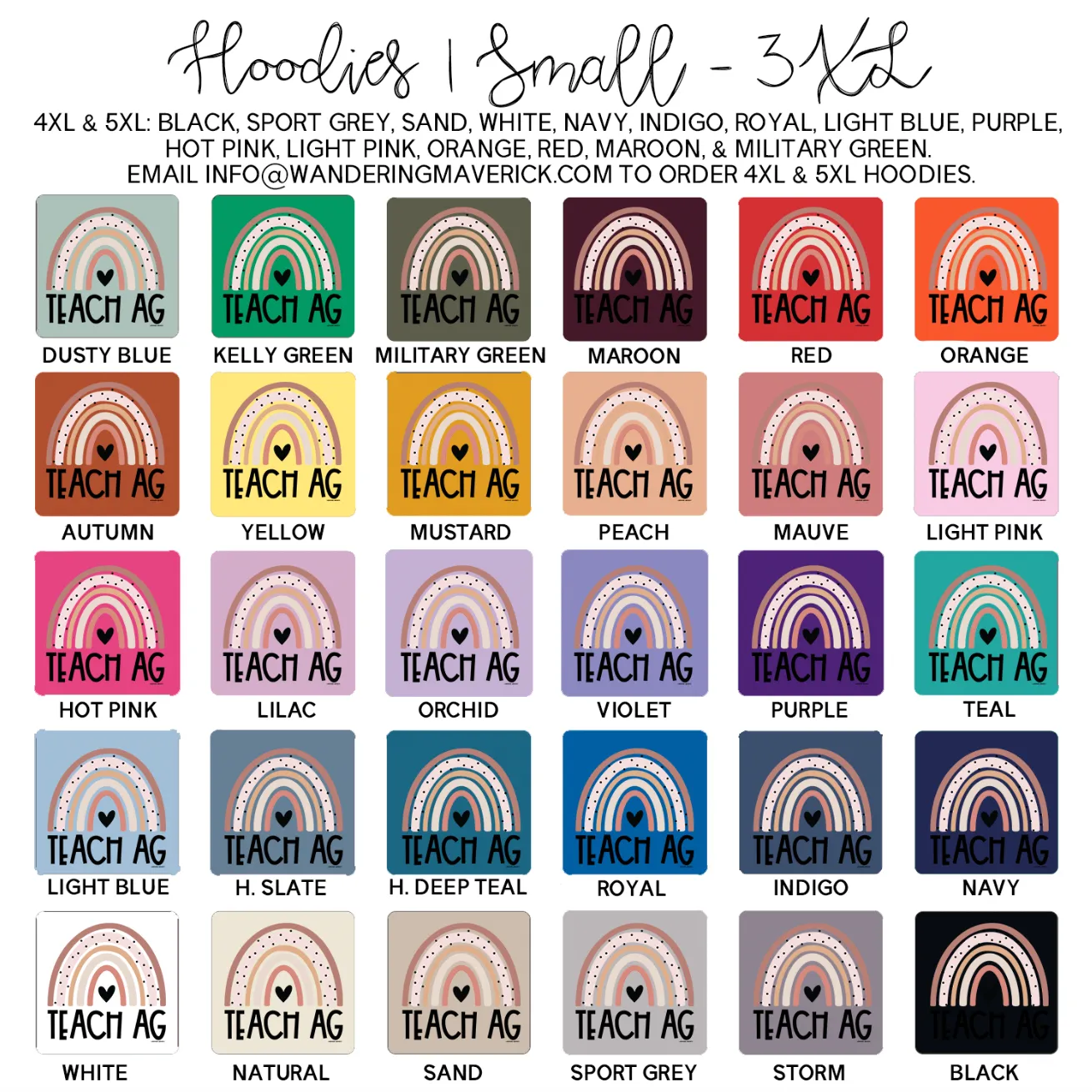 Rainbow Teach Ag Hoodie (S-3XL) Unisex - Multiple Colors!