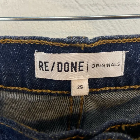 RE/DONE Ultra High Rise Stove Pipe Blue Jeans Frayed hem Raw hem Women’s size 25