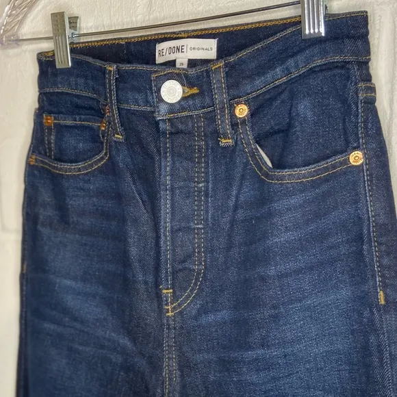 RE/DONE Ultra High Rise Stove Pipe Blue Jeans Frayed hem Raw hem Women’s size 25