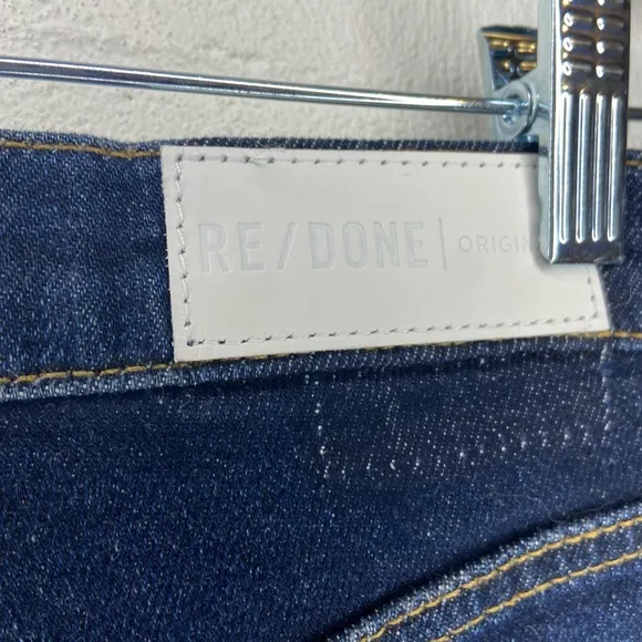 RE/DONE Ultra High Rise Stove Pipe Blue Jeans Frayed hem Raw hem Women’s size 25