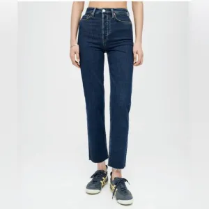 RE/DONE Ultra High Rise Stove Pipe Blue Jeans Frayed hem Raw hem Women’s size 25