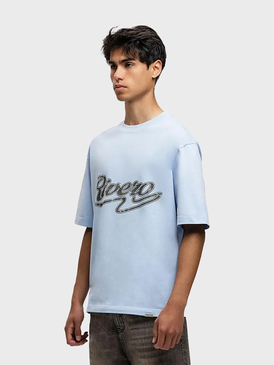 Rivero Script T-Shirt | Azure