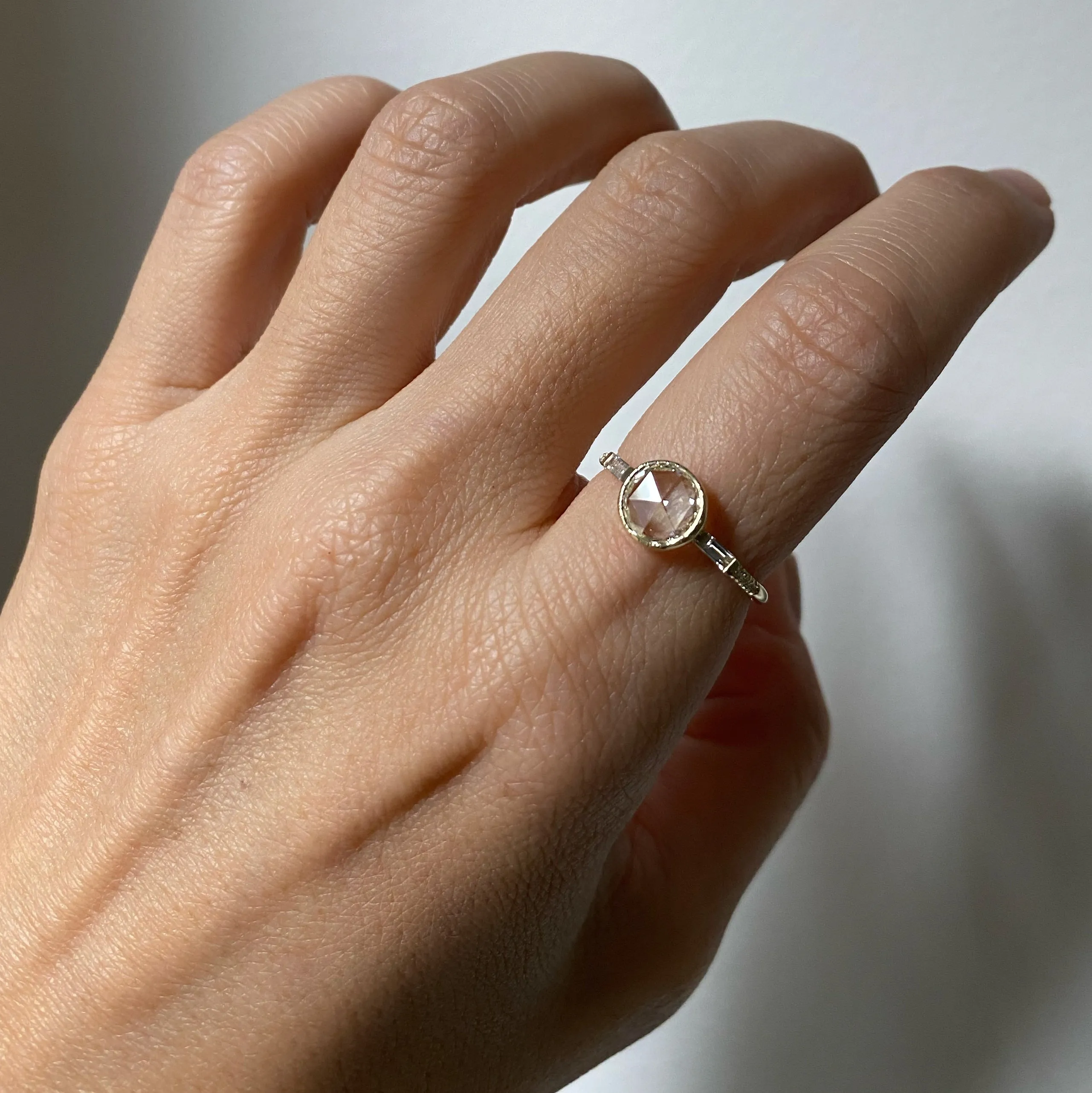Rose Cut Diamond Baguette Equilibrium Ring (OOAK)