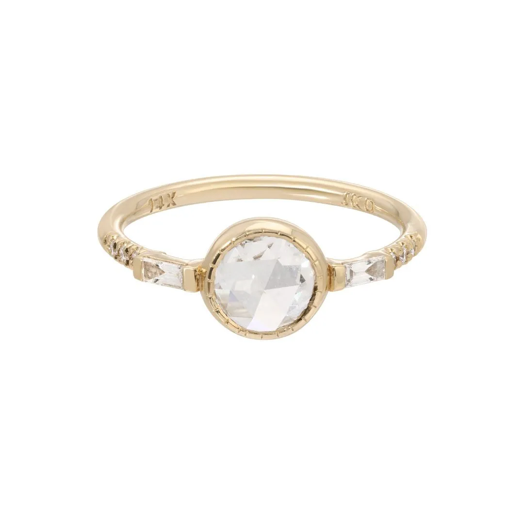 Rose Cut Diamond Baguette Equilibrium Ring (OOAK)