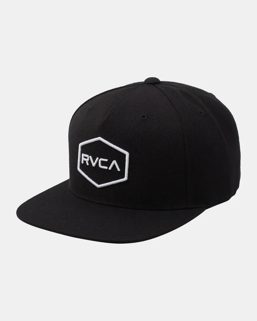RVCA Mens Commonwealth Snapback Hat - Black/Whitte