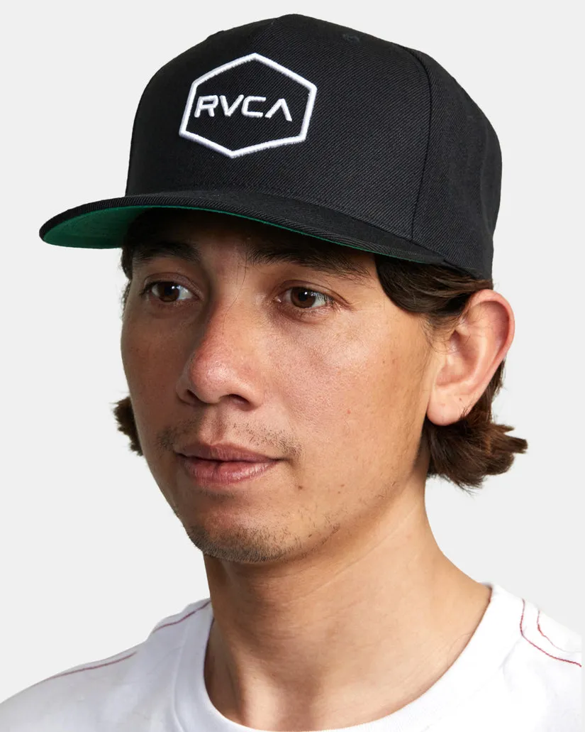 RVCA Mens Commonwealth Snapback Hat - Black/Whitte