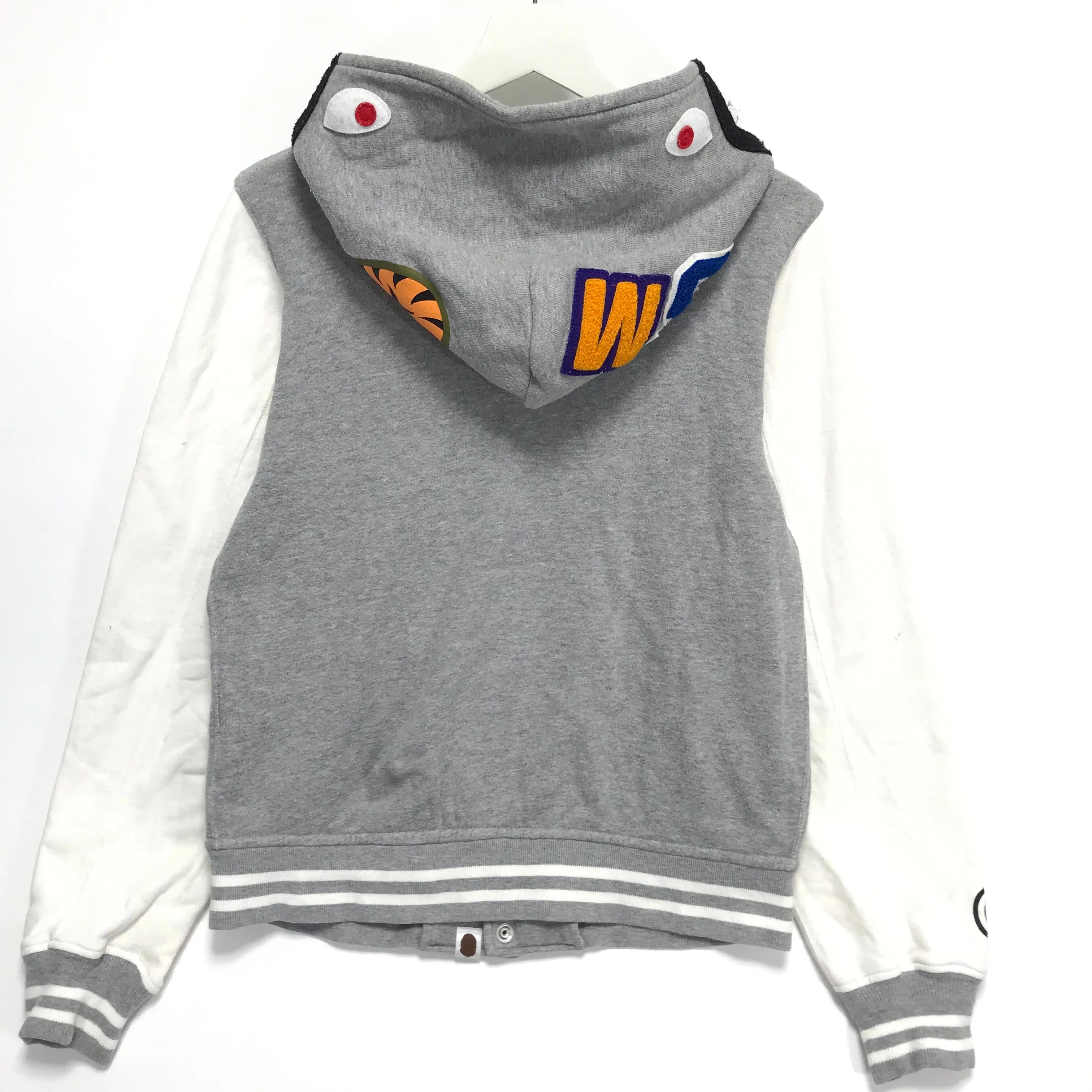 [S] A Bathing Ape Bape WGM Shark Sweatshirt Stadium Jacket Grey