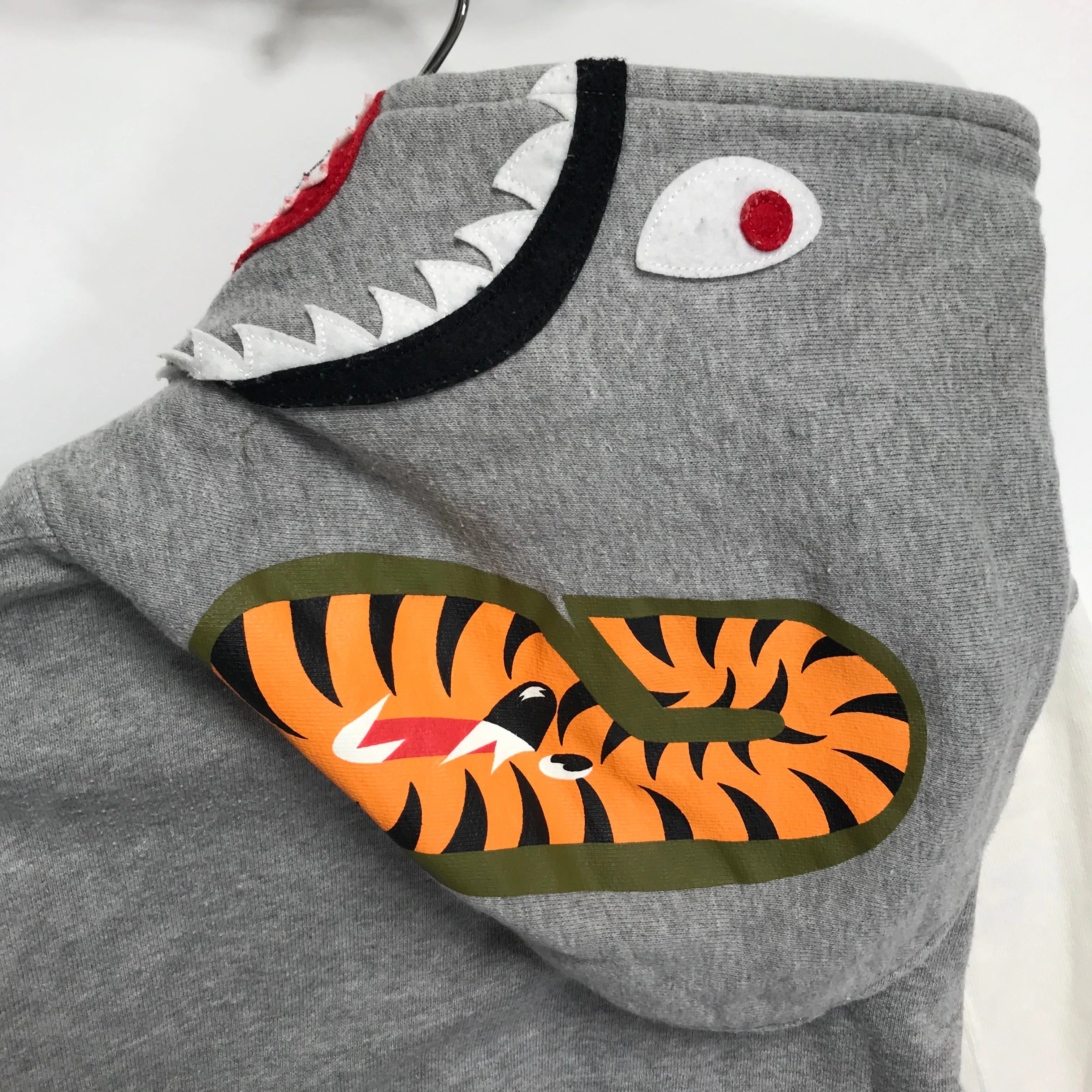 [S] A Bathing Ape Bape WGM Shark Sweatshirt Stadium Jacket Grey