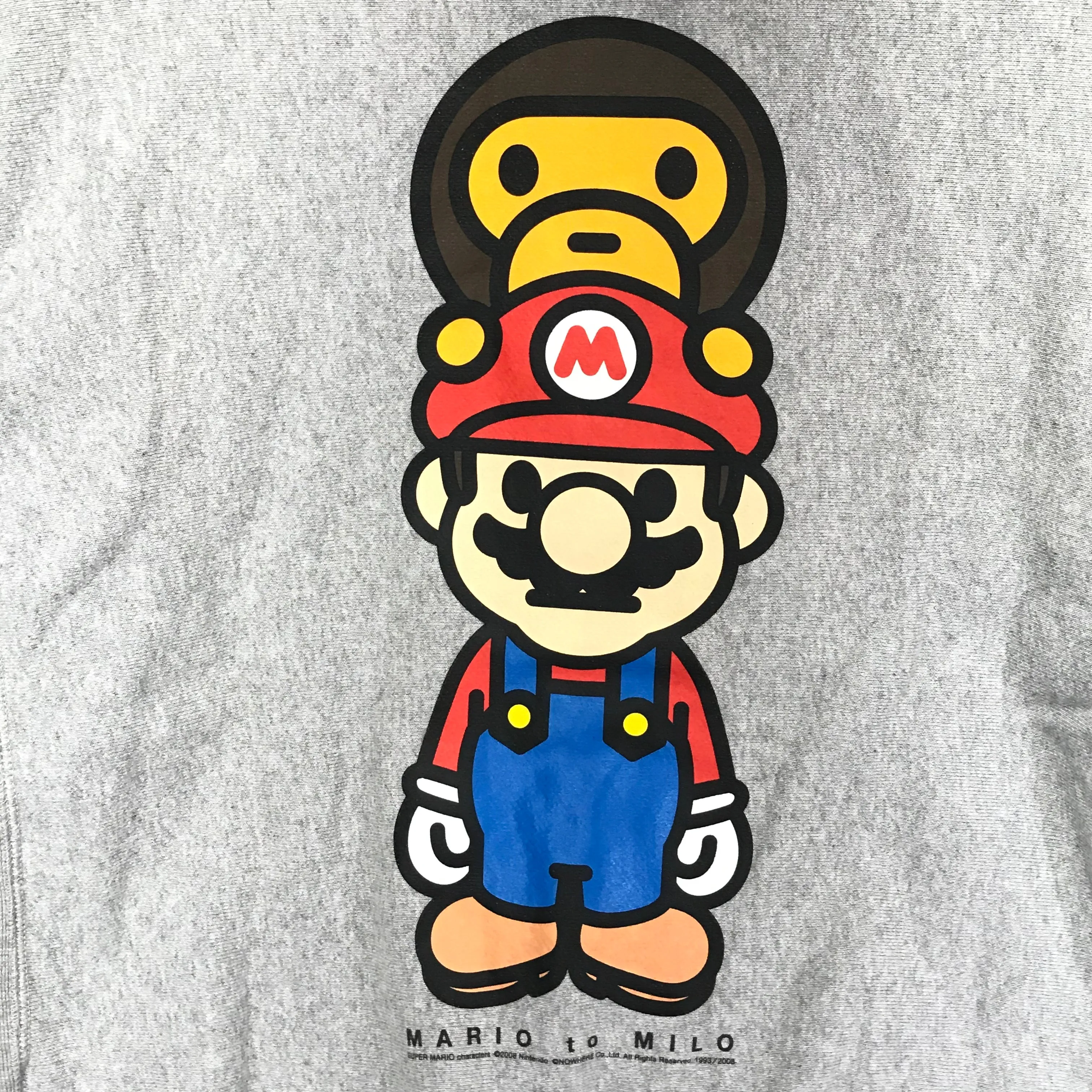 [S] A Bathing Ape Bape x Mario Full Zip Hoodie Grey