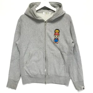 [S] A Bathing Ape Bape x Mario Full Zip Hoodie Grey