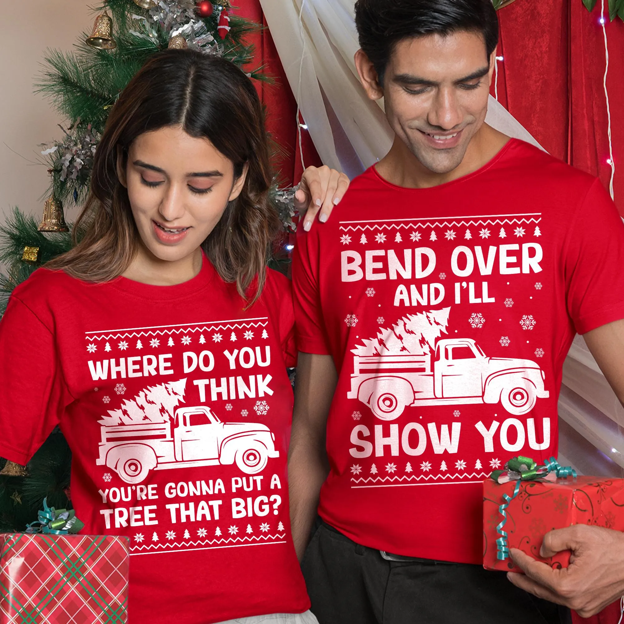 Sandjest Christmas Funny T-Shirt Gifts for Couple Husband Wife Girlfriend Boyfriend