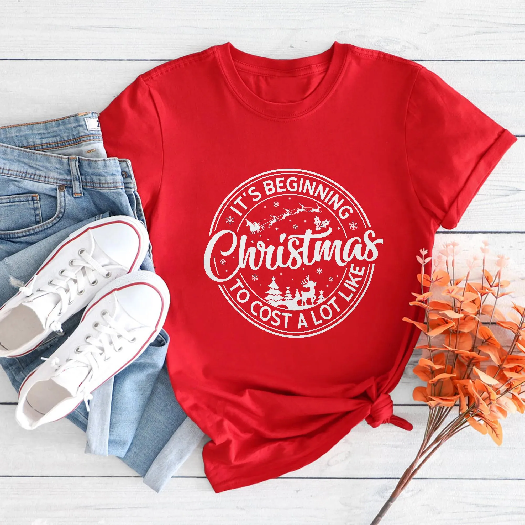 Sandjest It's Beginning To Cost A Lot Like Christmas Tshirt, Christmas Santa Shirt, Funny Christmas Holiday Tee, Christmas Celebration Gift