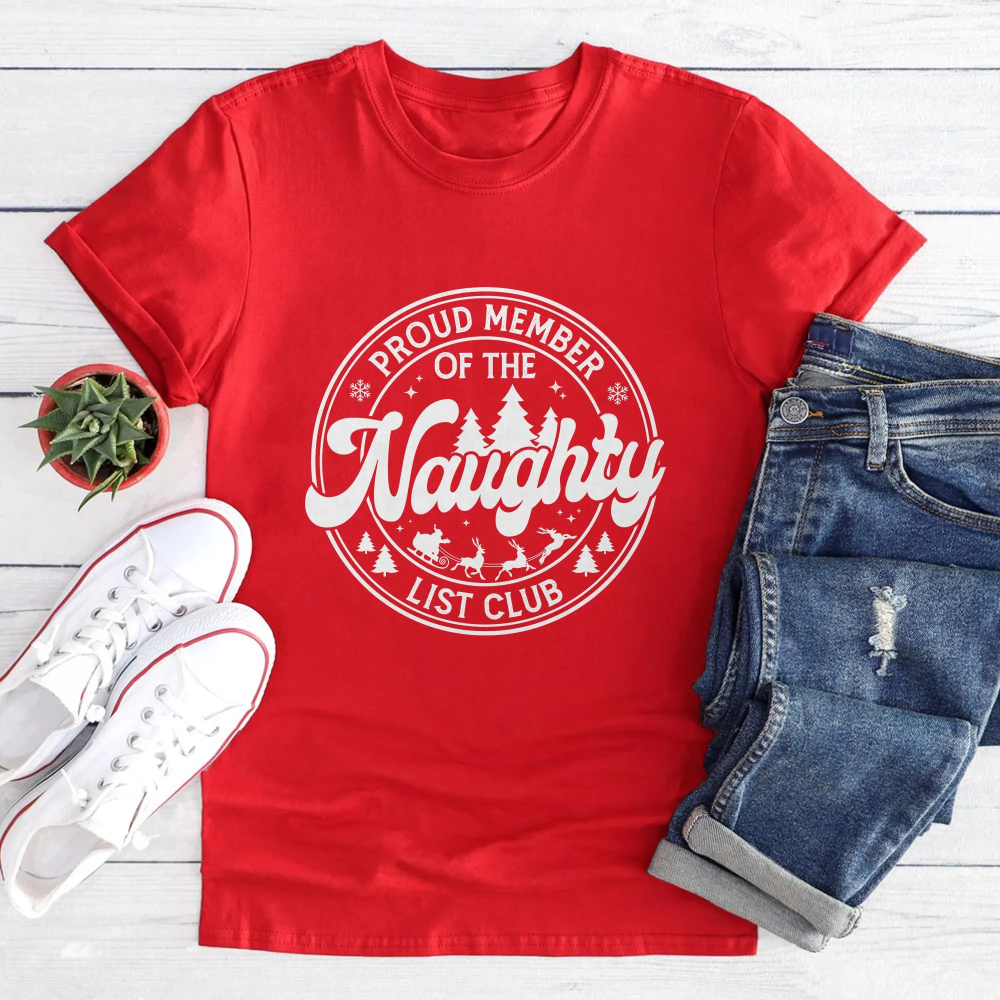 Sandjest Proud Member of the Naughty List Club Tshirt Funny Christmas Apparel Naughty List Club Shirt