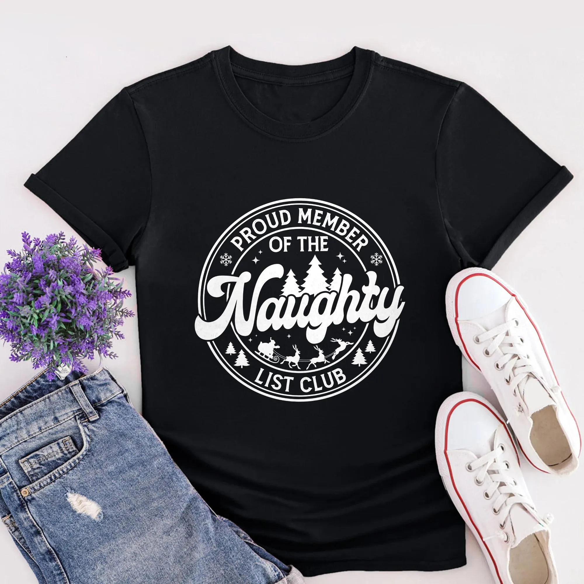 Sandjest Proud Member of the Naughty List Club Tshirt Funny Christmas Apparel Naughty List Club Shirt