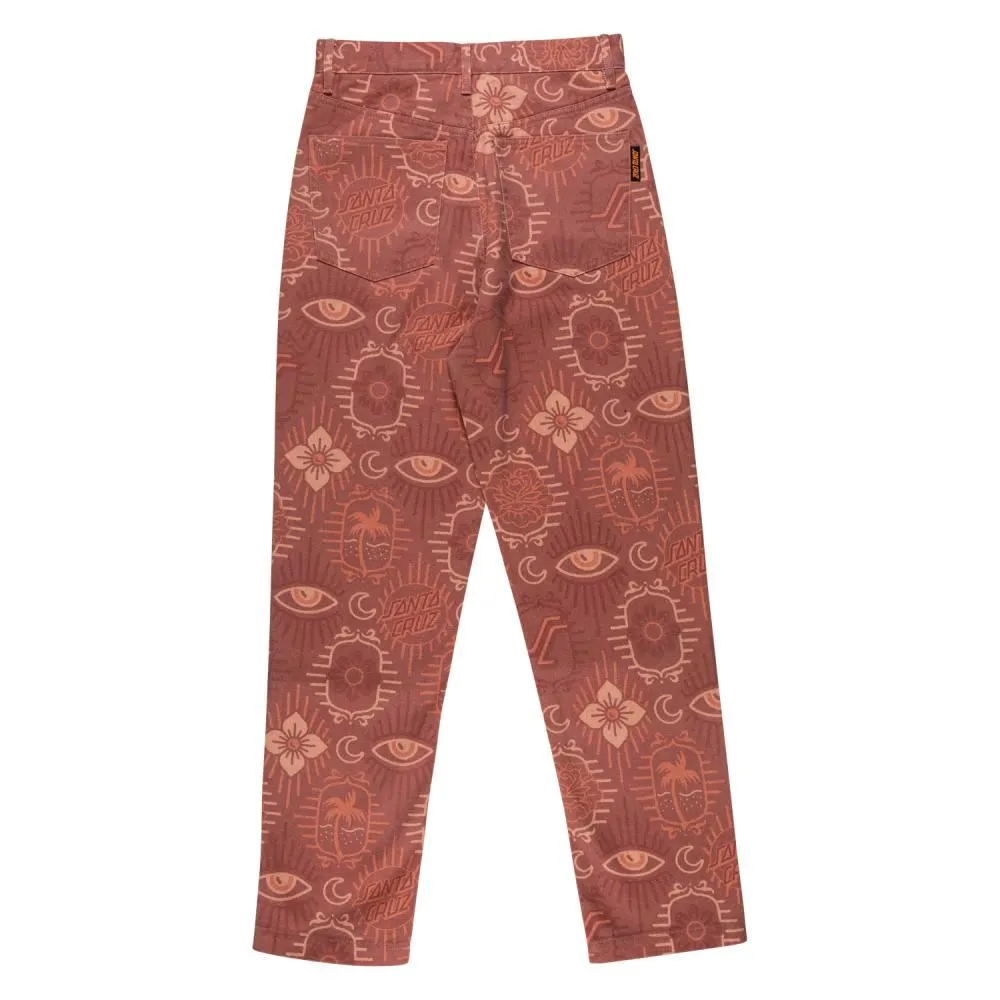 Santa Cruz Womens Pant Classic Dad Jeans - Red Patchwork