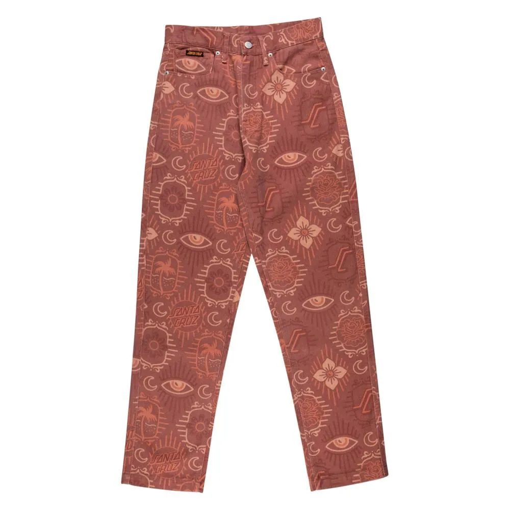 Santa Cruz Womens Pant Classic Dad Jeans - Red Patchwork