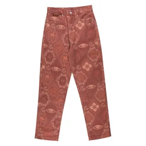Santa Cruz Womens Pant Classic Dad Jeans - Red Patchwork