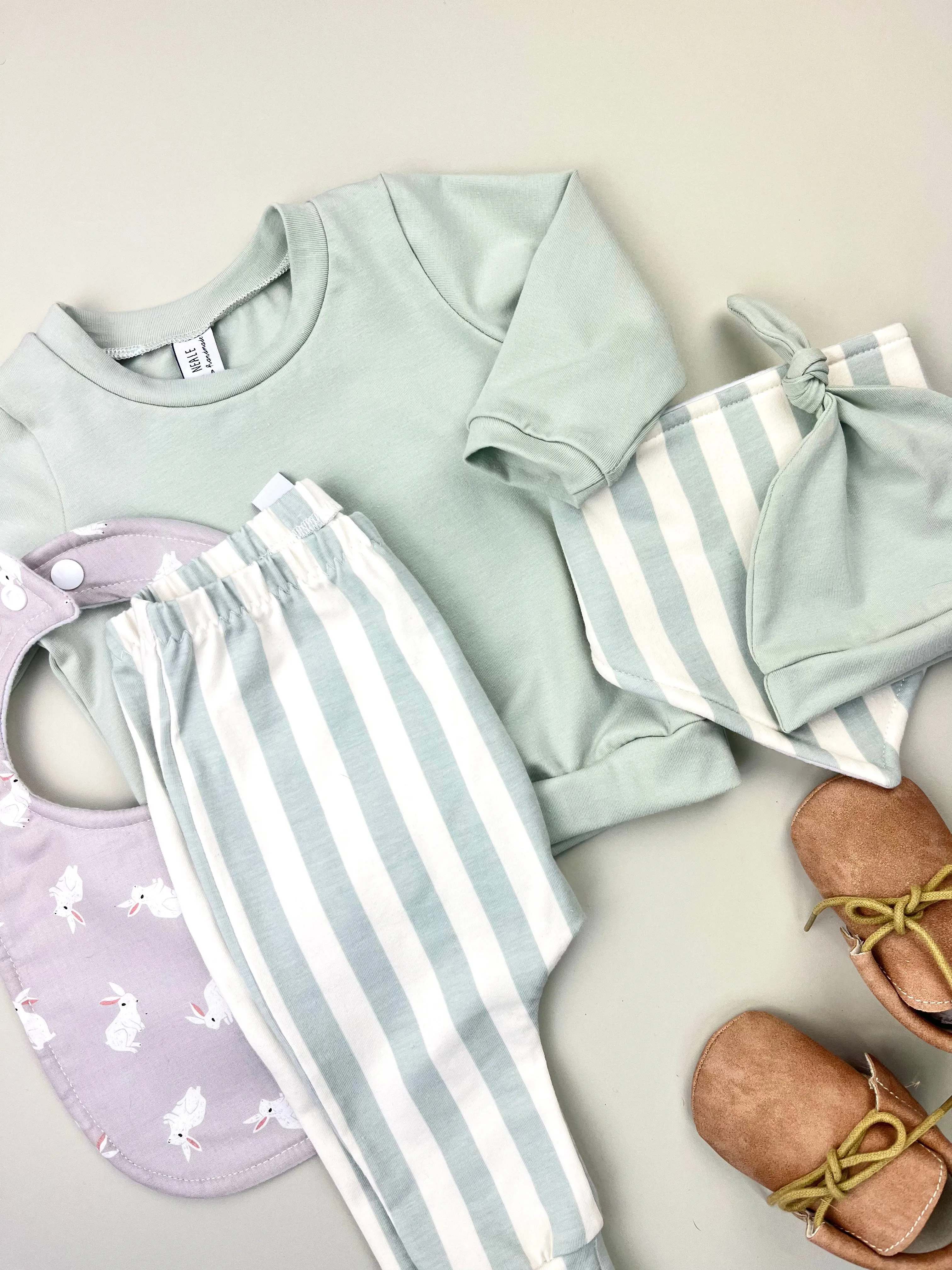 SEA FOAM STRIPE BANDANA BIB