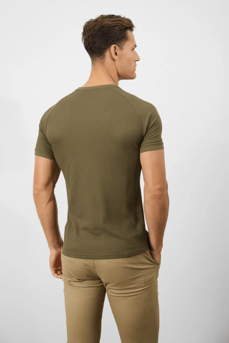 Short Sleeve Waffle T-Shirt in Khaki