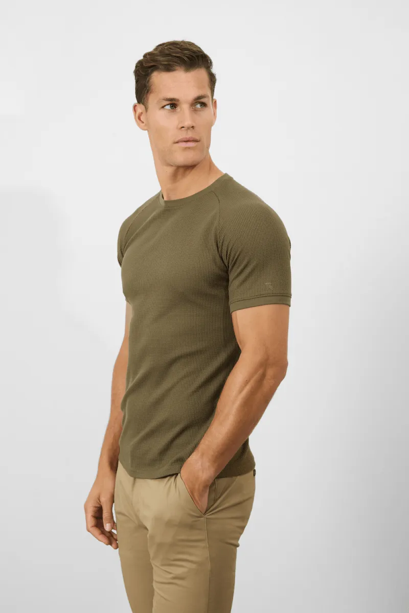 Short Sleeve Waffle T-Shirt in Khaki