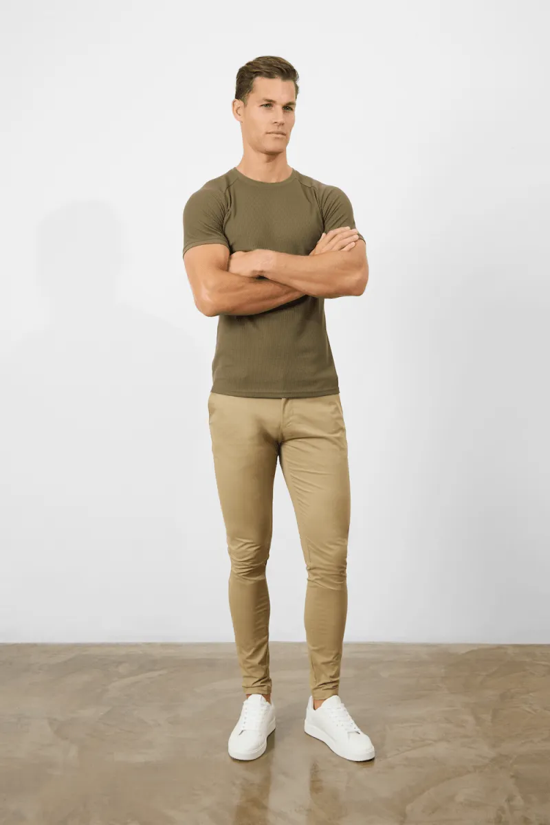 Short Sleeve Waffle T-Shirt in Khaki