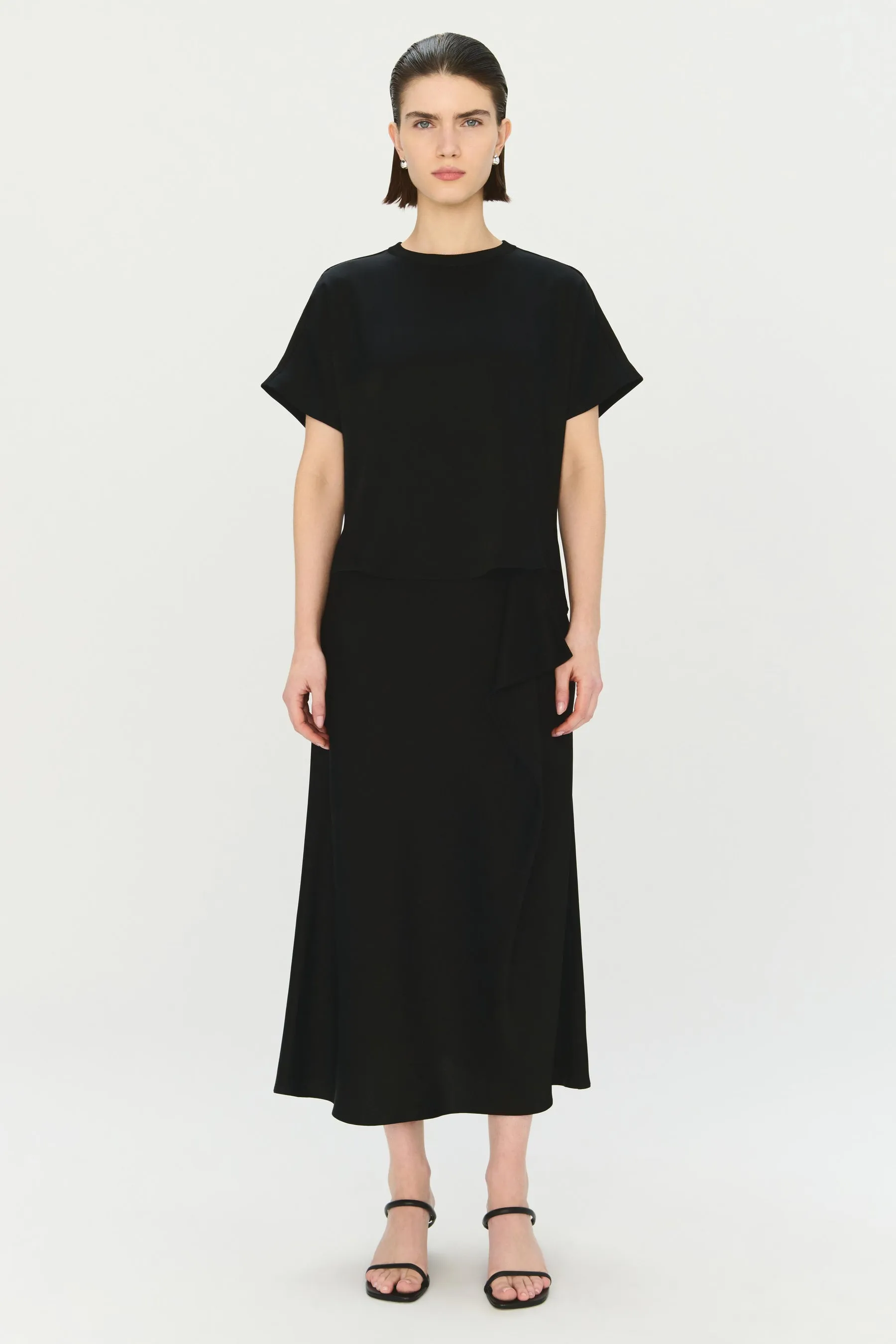 SIMKHAI - Addy Short Sleeve Knit Back T Shirt - Black