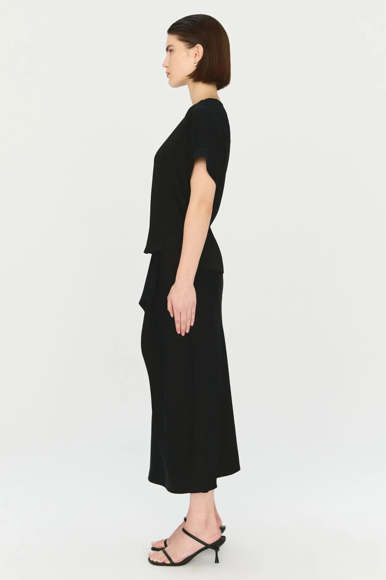 SIMKHAI - Addy Short Sleeve Knit Back T Shirt - Black