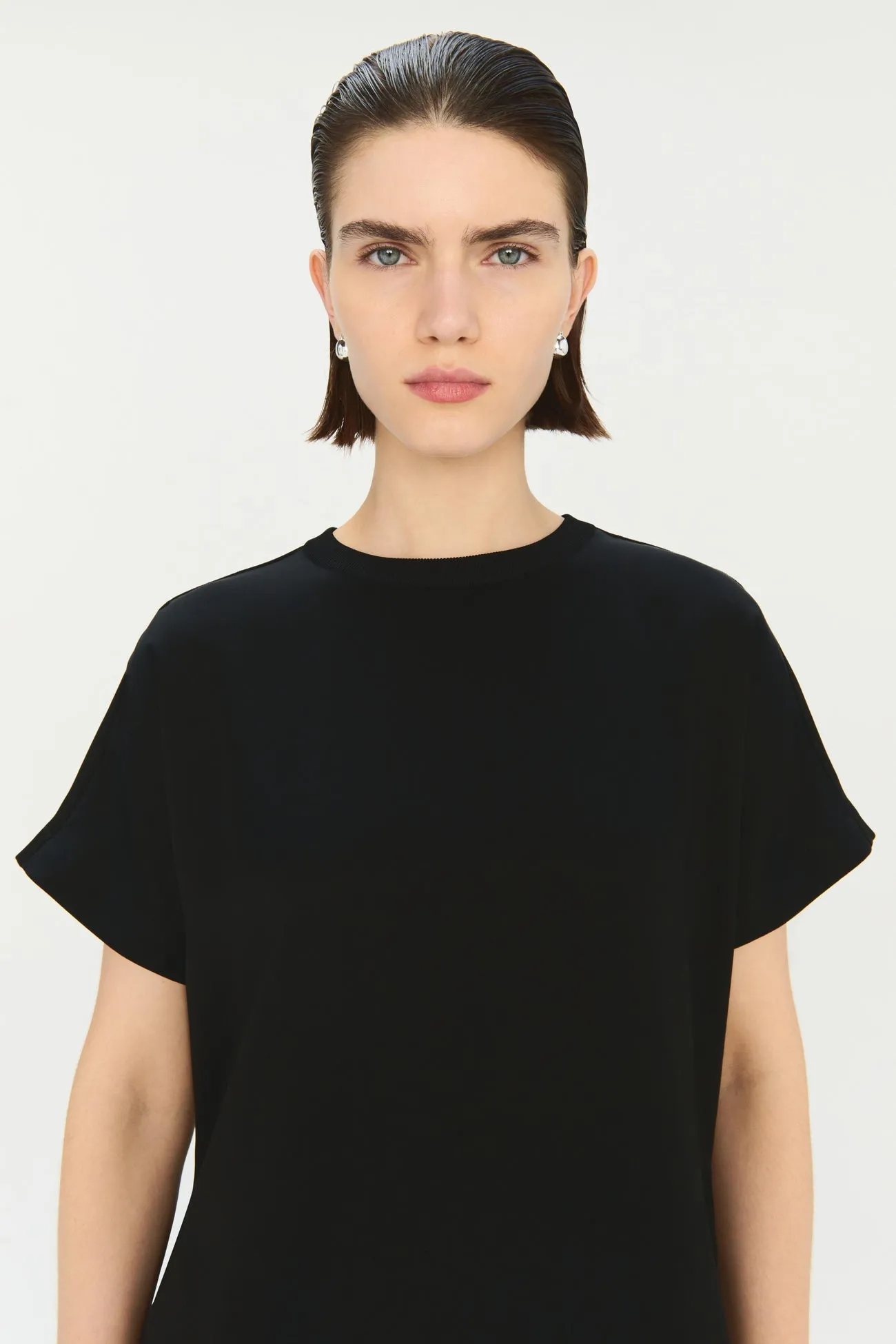 SIMKHAI - Addy Short Sleeve Knit Back T Shirt - Black