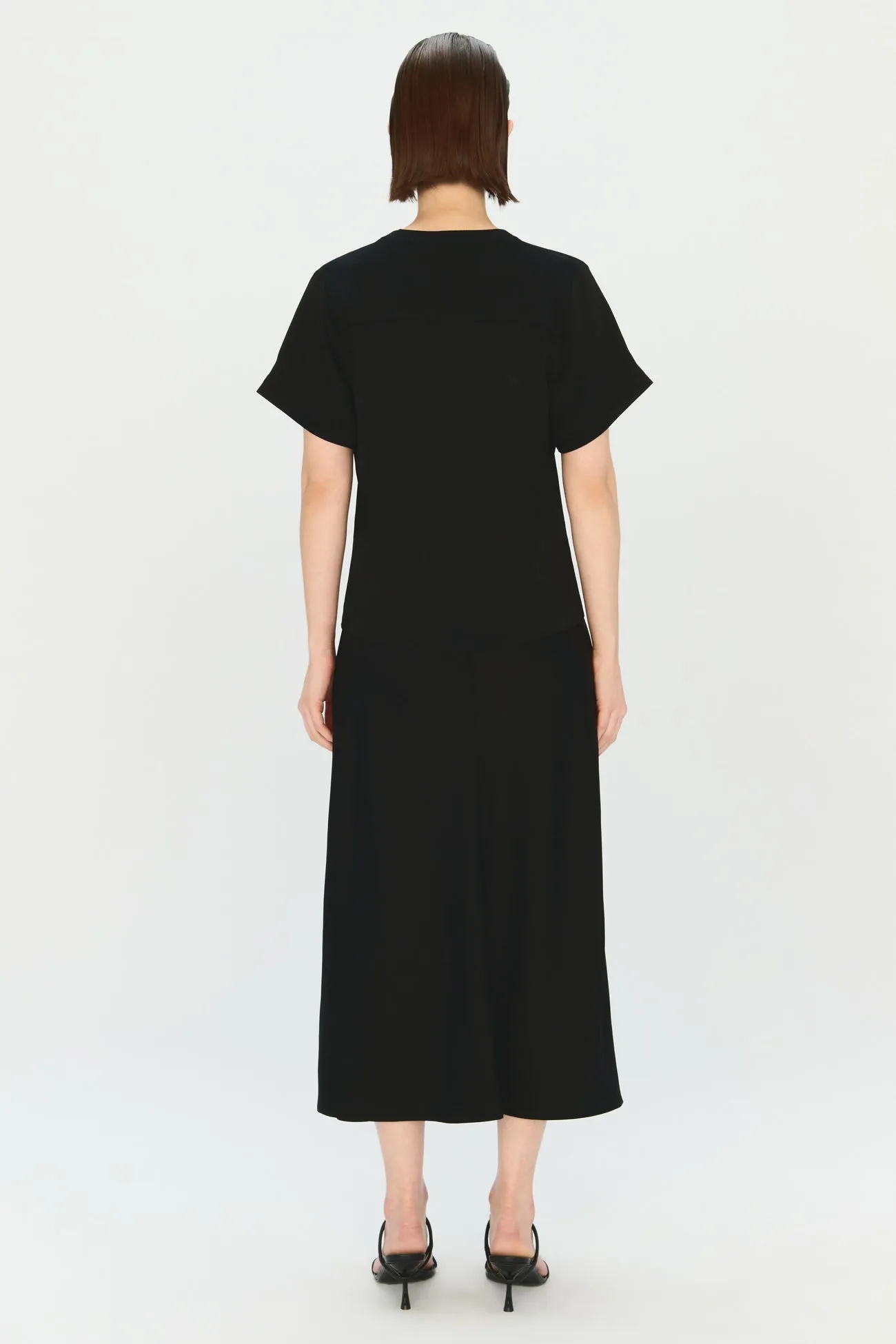 SIMKHAI - Addy Short Sleeve Knit Back T Shirt - Black