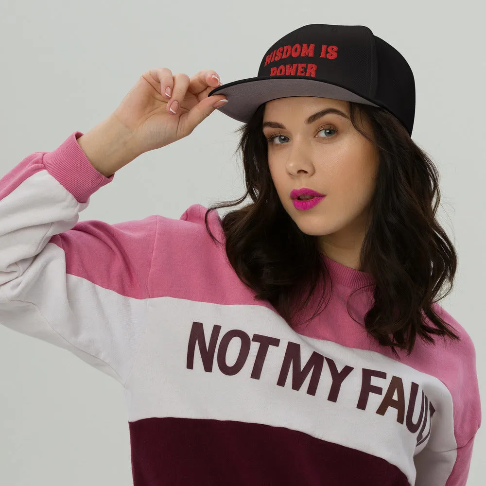 Snapback Hat "2052-0111 Wisdom Is Power (Red Logo)"